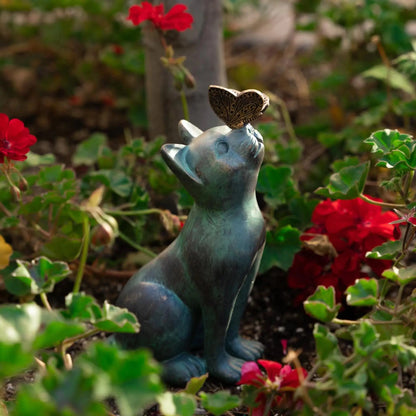 Garden Cute Cat Butterfly Statues Outdoor Garden Bonsai Store Decoration Animal Sculpture Garden Resin Decor Ornament