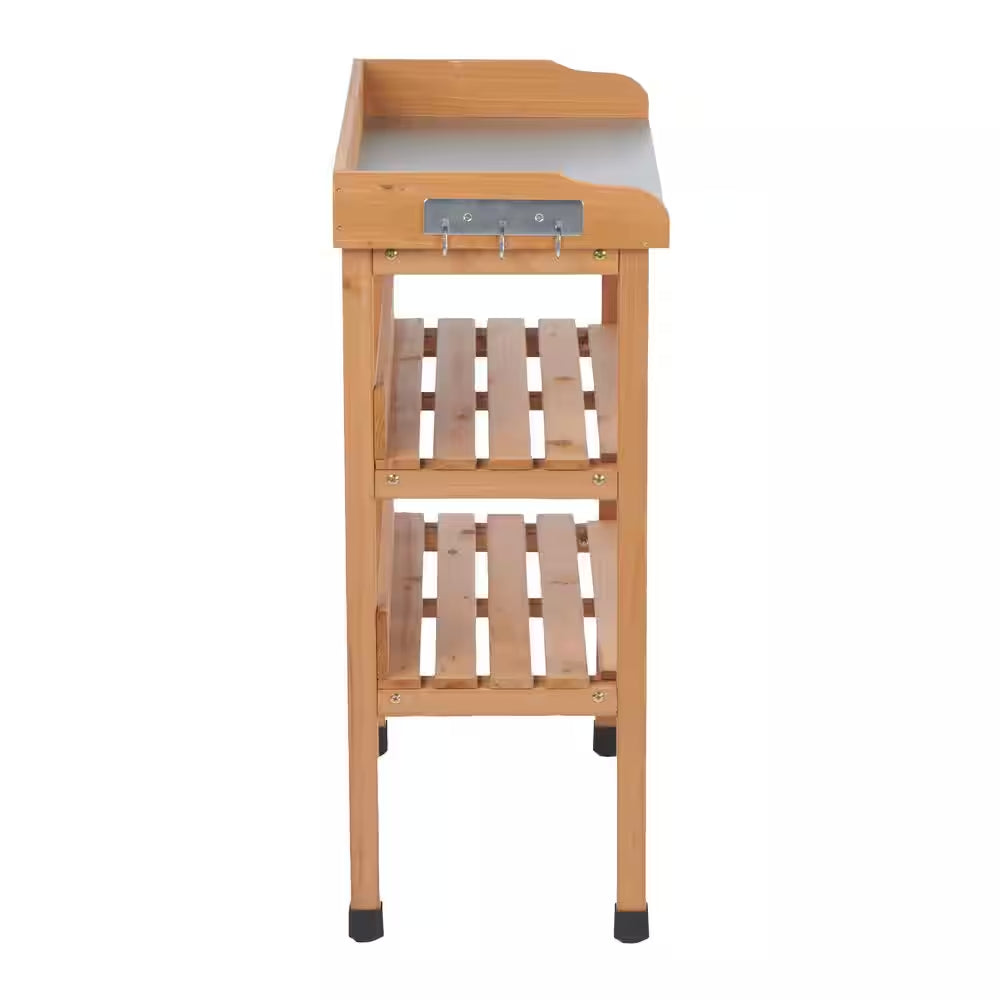 3 Layers Outdoor Work Bench Wood Outdoor Side Table