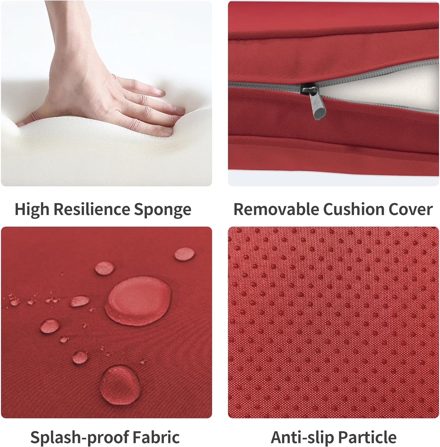 Outdoor Cushions for Patio Furniture Replacement, Patio Furniture Cushions, Deep Seat Patio Cushions, Patio Seat Cushions for Outdoor Sectional (Red)
