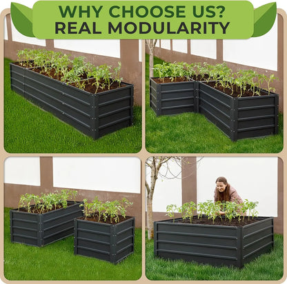 8×2×2Ft Galvanized Raised Garden Bed Kit - Galvanized Planter Outdoor Raised Garden Boxes - Large Metal Raised Garden Beds for V