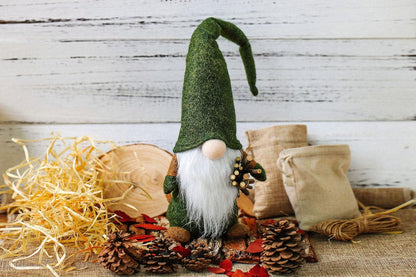 Swedish Gnome - Christmas Tomte Decoration - Scandinavian Elf - Plush Birthday Present - Home Ornaments Table Decor - 16Inches Green