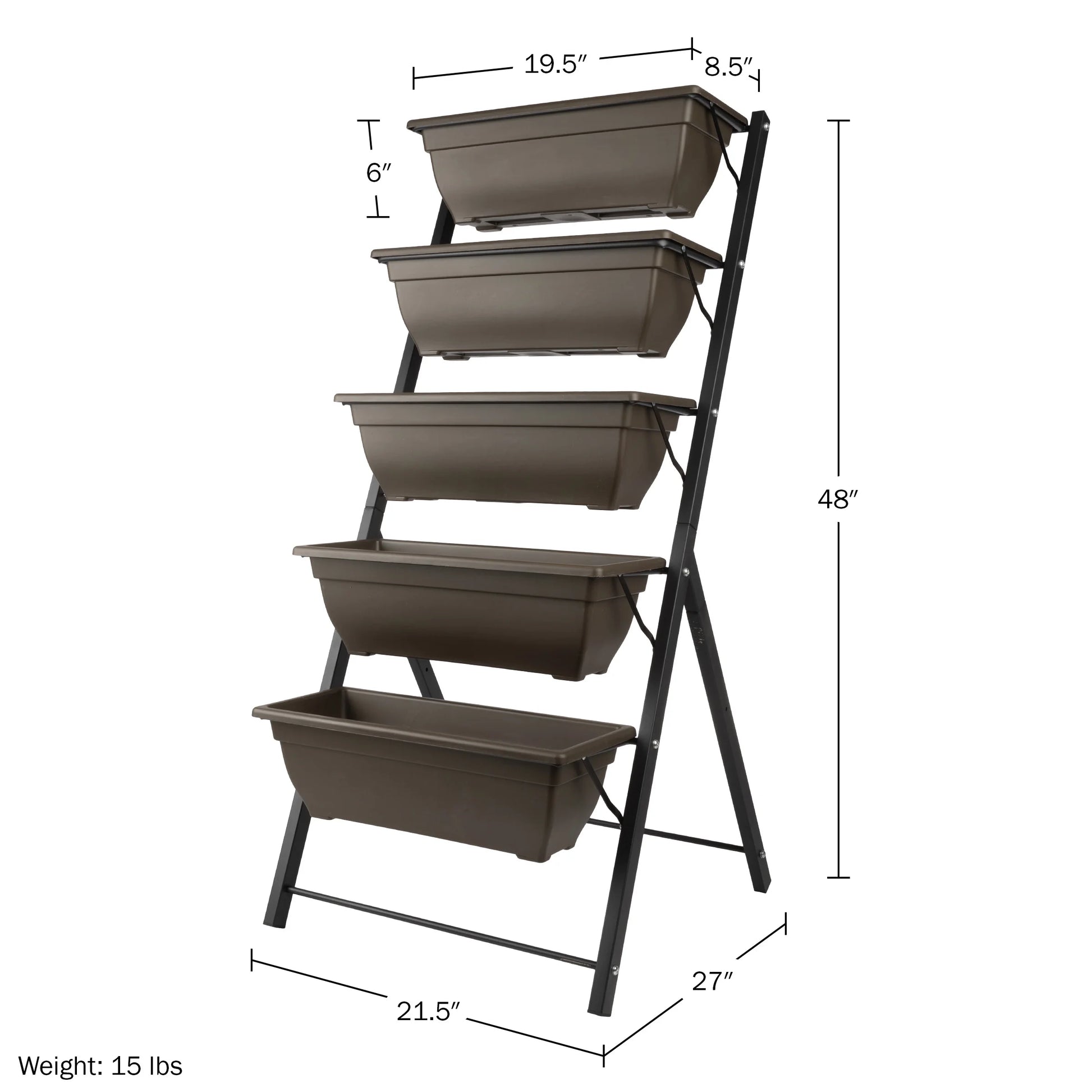5 Tier Vertical Planter Raised Garden Beds, Brown