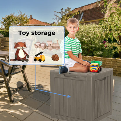 35 Gallon Lockable Resin Deck Box, Waterproof & Outdoor Storage Box for Outdoor Cushion Storage and Outdoor Delivery Storage,Brown