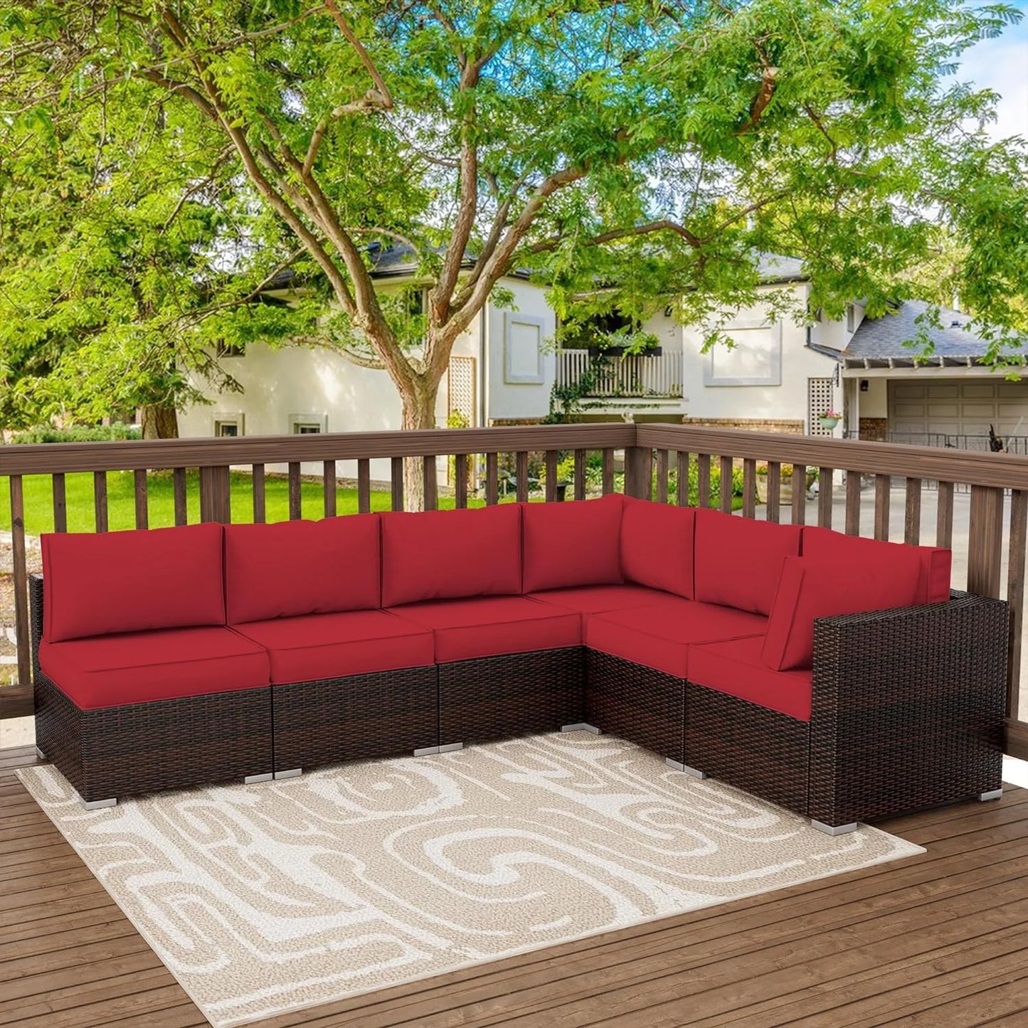Outdoor Cushions for Patio Furniture Replacement, Patio Furniture Cushions, Deep Seat Patio Cushions, Patio Seat Cushions for Outdoor Sectional (Red)