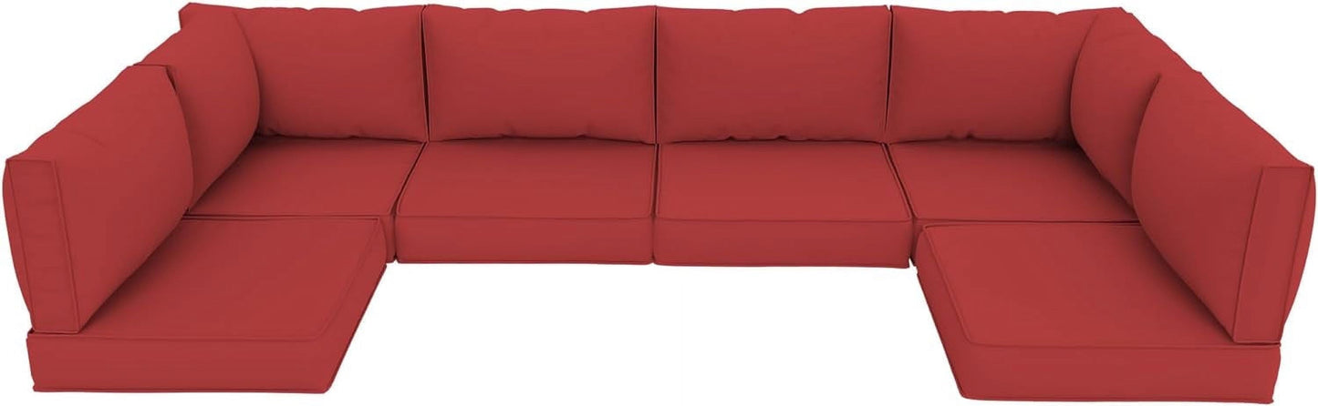 Outdoor Cushions for Patio Furniture Replacement, Patio Furniture Cushions, Deep Seat Patio Cushions, Patio Seat Cushions for Outdoor Sectional (Red)