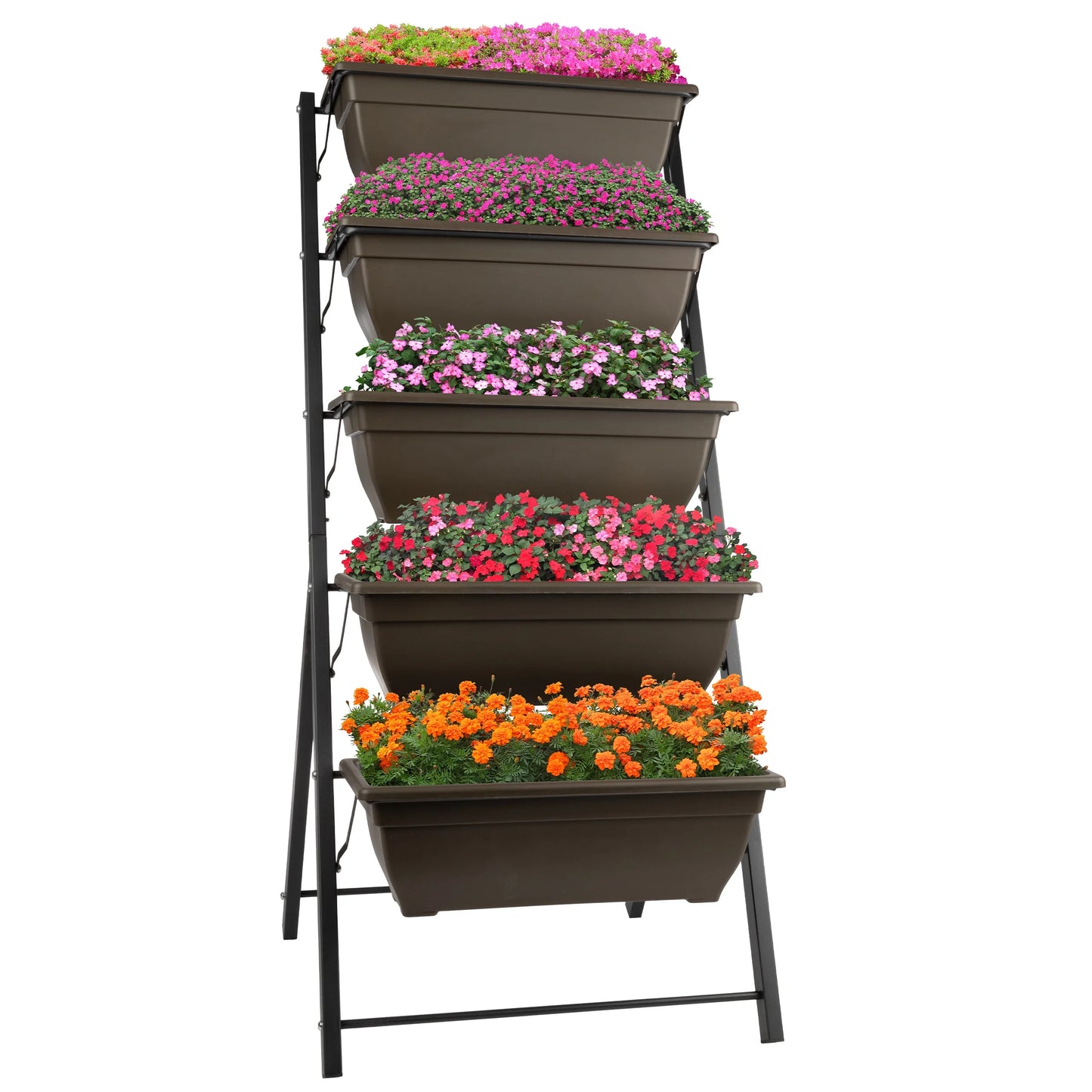 5 Tier Vertical Planter Raised Garden Beds, Brown