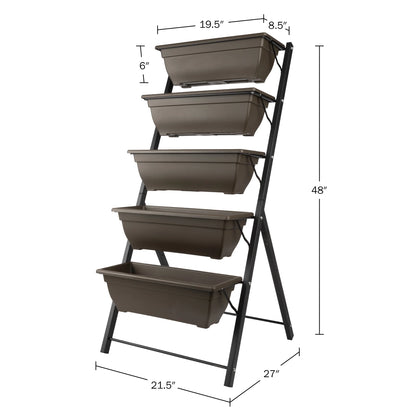 5 Tier Vertical Planter Raised Garden Beds, Brown