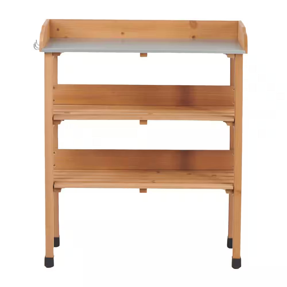 3 Layers Outdoor Work Bench Wood Outdoor Side Table