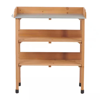 3 Layers Outdoor Work Bench Wood Outdoor Side Table