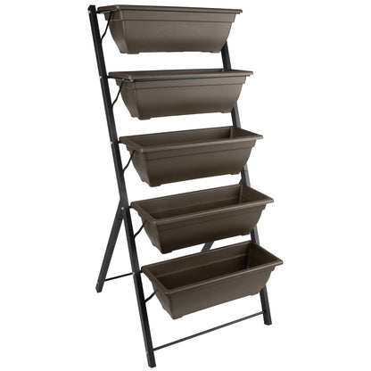 5 Tier Vertical Planter Raised Garden Beds, Brown