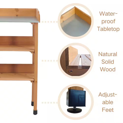 3 Layers Outdoor Work Bench Wood Outdoor Side Table