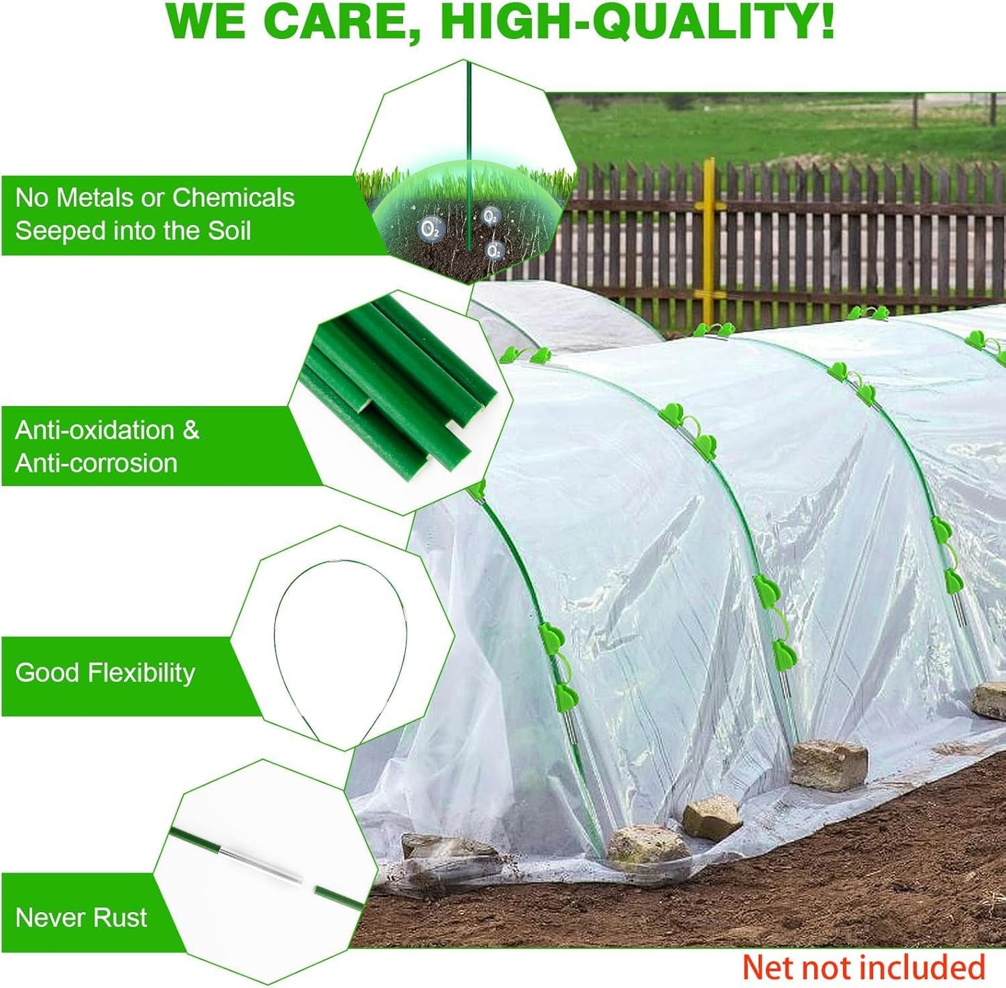 Garden Hoops for Raised Beds Row Cover, 36Pcs 8Ft Greenhouse Garden Grow Tunnel