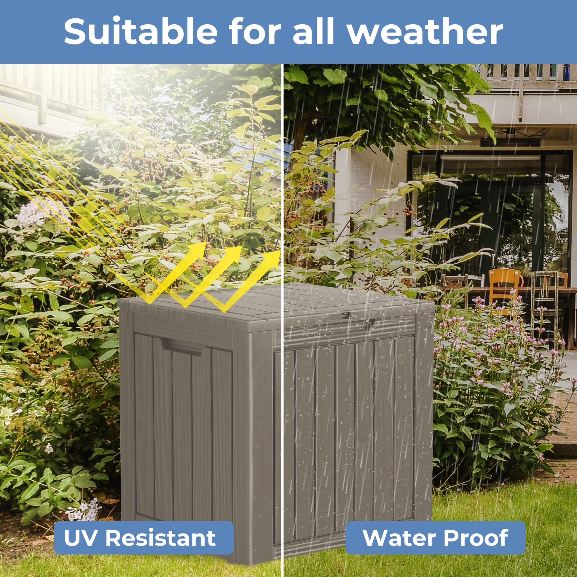 35 Gallon Lockable Resin Deck Box, Waterproof & Outdoor Storage Box for Outdoor Cushion Storage and Outdoor Delivery Storage,Brown